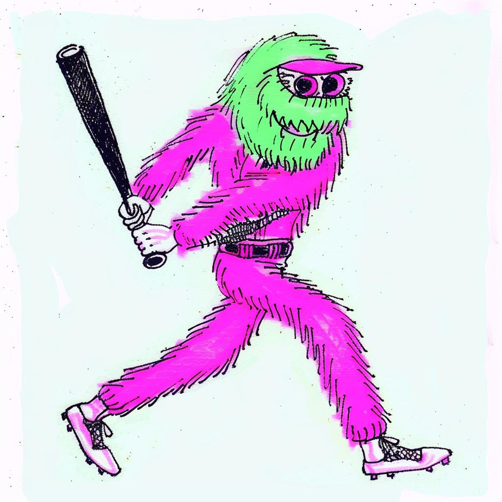 baseball  monster  bat  uniform  cap  drawing  cartoon  colorful  playful  sport 940242