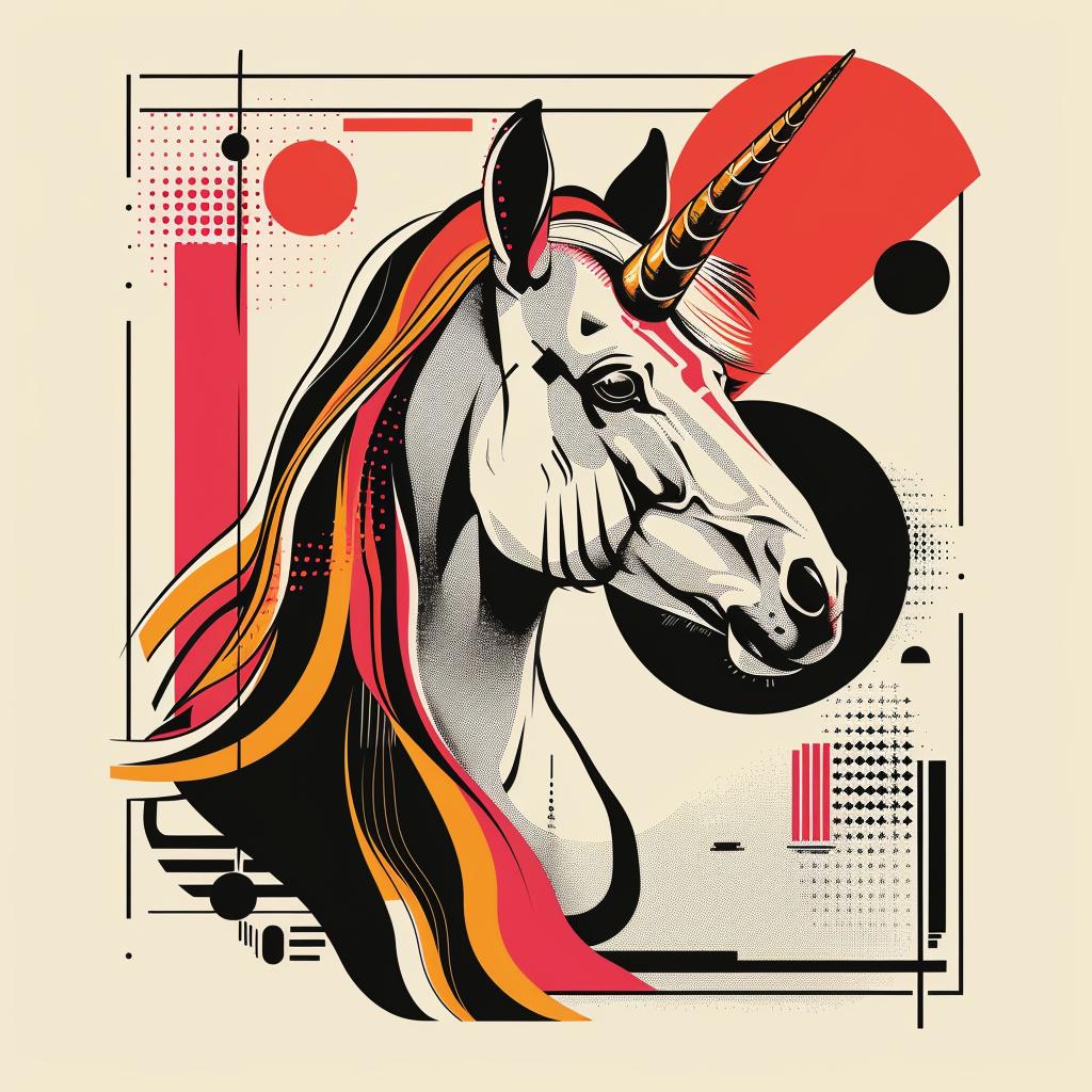 mythical  creature  hybrid  unicorn  fantasy  art  illustration  whimsical  halftone  colorful 939598