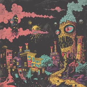 album  cover  art  creative  surreal  chaos  Risograph  Symbolist  hyper-realistic  disintegration 1078120