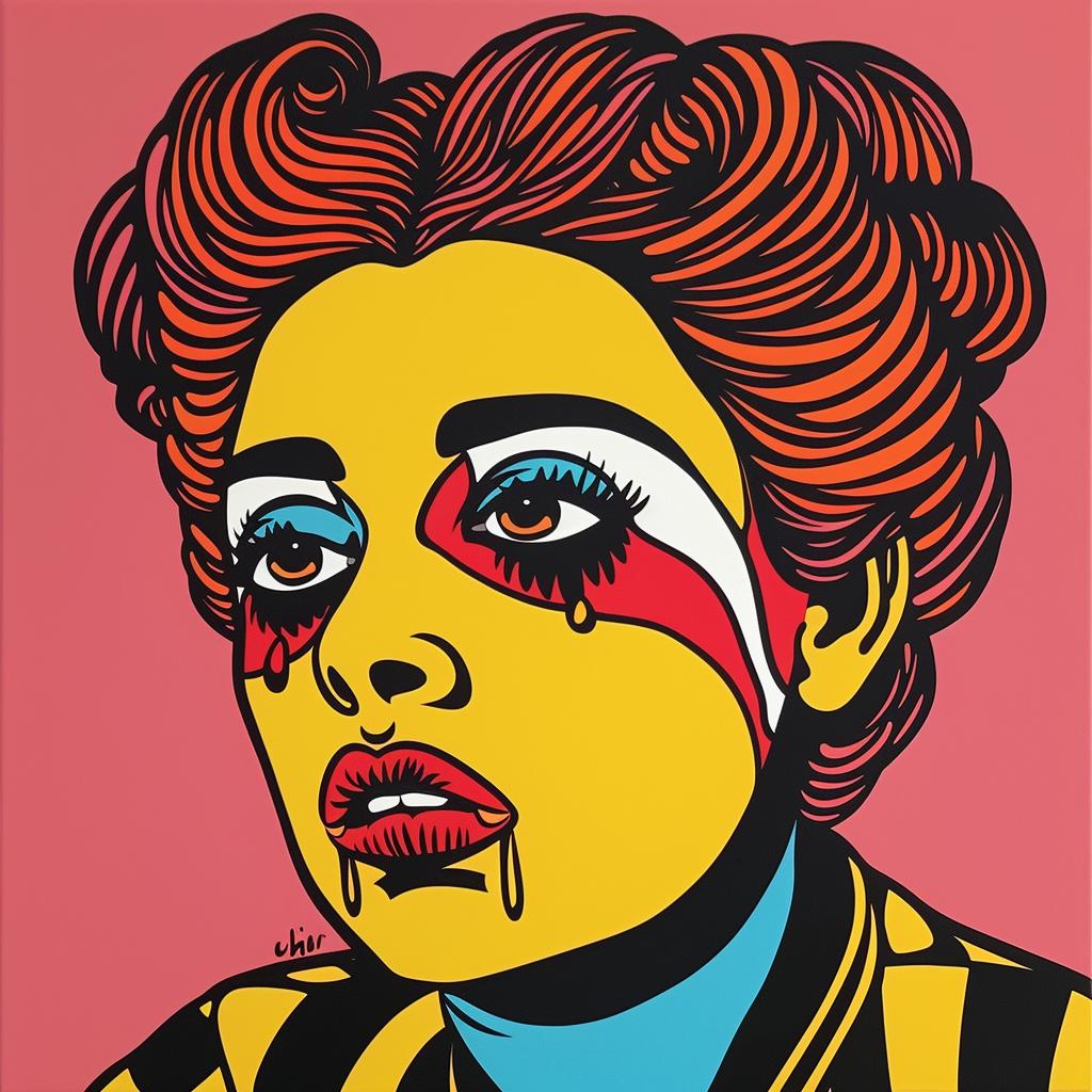 painting  woman  redyellowblue  makeup  character  illustration  colorful  themed  exaggerated  stylized 1024147