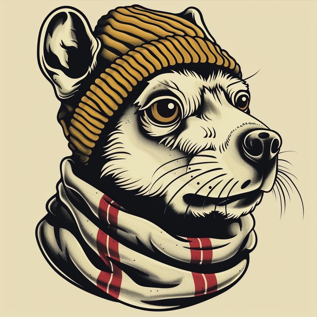dog  hat  scarf  cute  anthropomorphic  streetculture  simple  minimal  urban  character 958246
