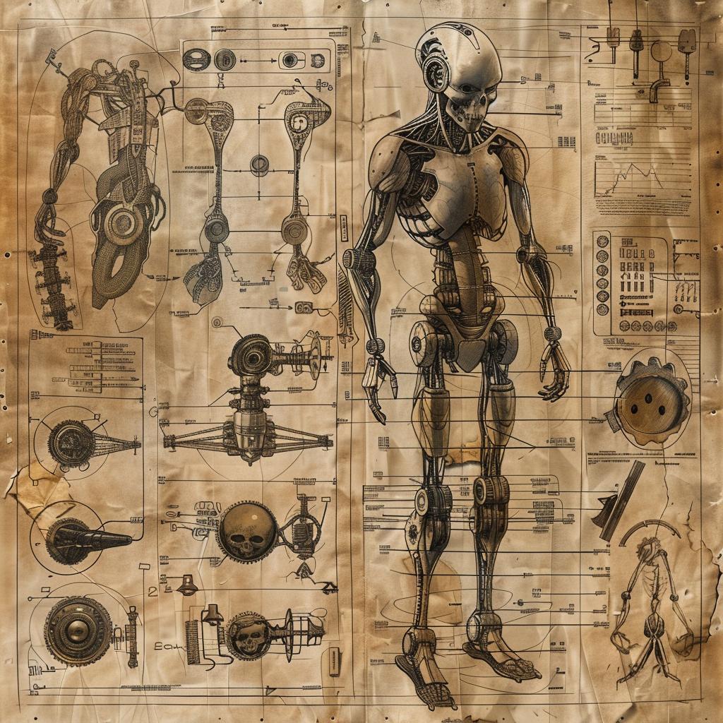 codex  anatomical  drawing  steampunk  robot  gears  cogs  art  style  blueprint 1016514