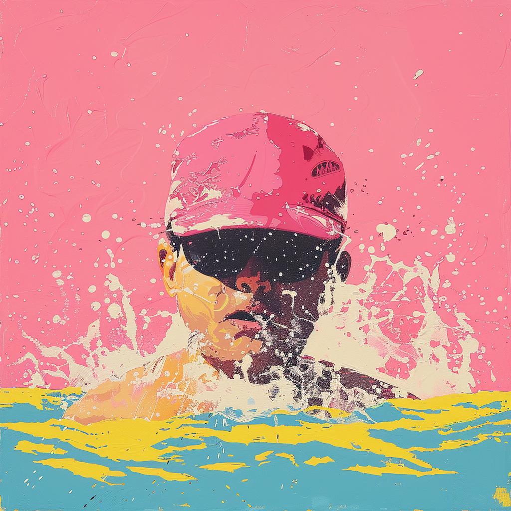 surreal  album  cover  splash  man  pink  hat  swimming  water  artistic 1017393