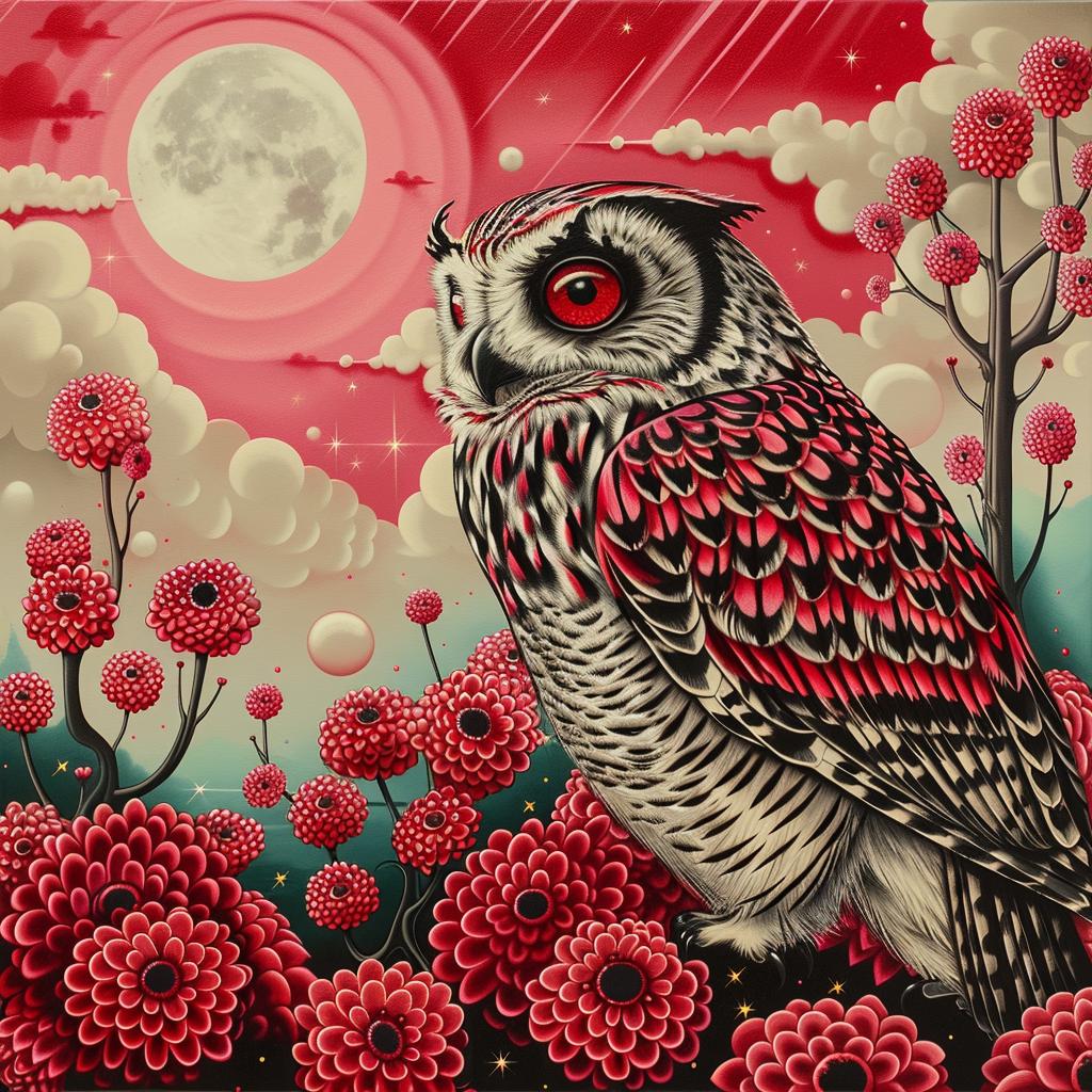 owl  moonlight  black  red  night  minimal  abstract  symmetry  dark  whimsical 941429