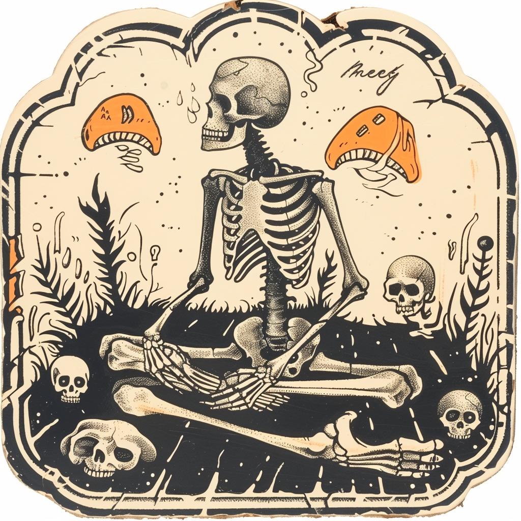 provocative  art  introspective  naturalistic  spiritual  terror  dark  occult  skeleton  mushrooms 932214