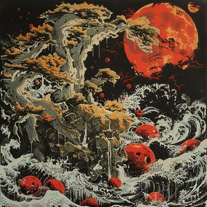 tree  moon  ocean  surreal  symbolist  risograph  hyper-realistic  screenprinting  night  creative 1078355
