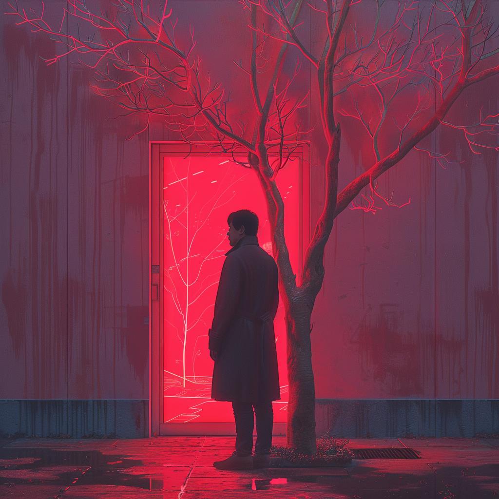 surreal  album  red  door  tree  background  man  neon  unusual  art 976594