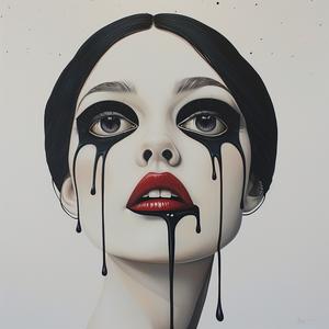 DADA  brunette  model  dripping  paint  airbrush  highlights  white  background  art 1073542