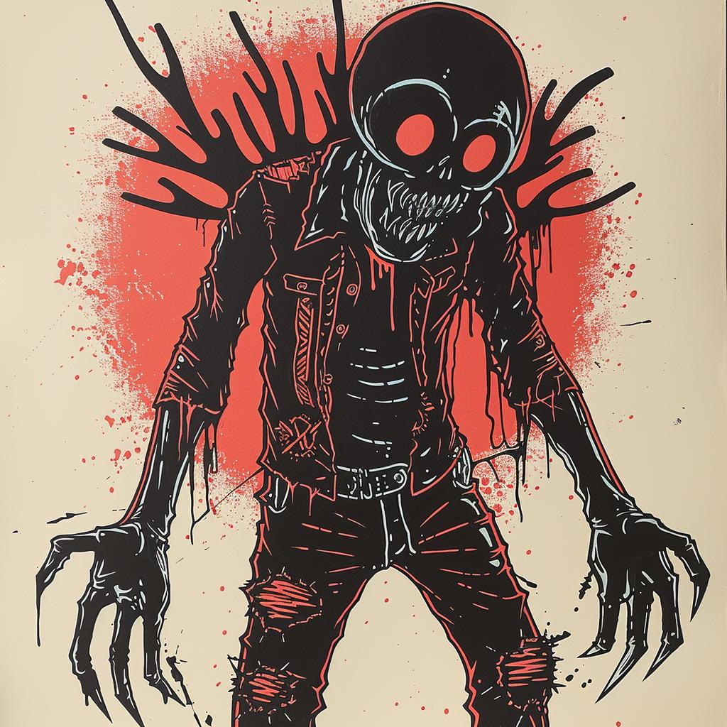 poster  skeleton  red  shirt  black  pants  naturalistic  dark  art  style 925992