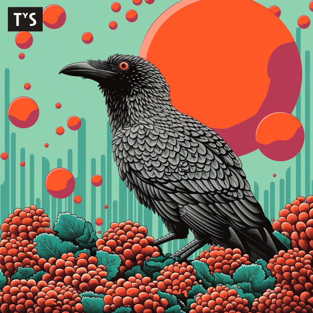 Flowerpunk  Crow  Teal  Orange  Sunrise  Galaxy  Pulsar  Wave  Quantum  Art 944951