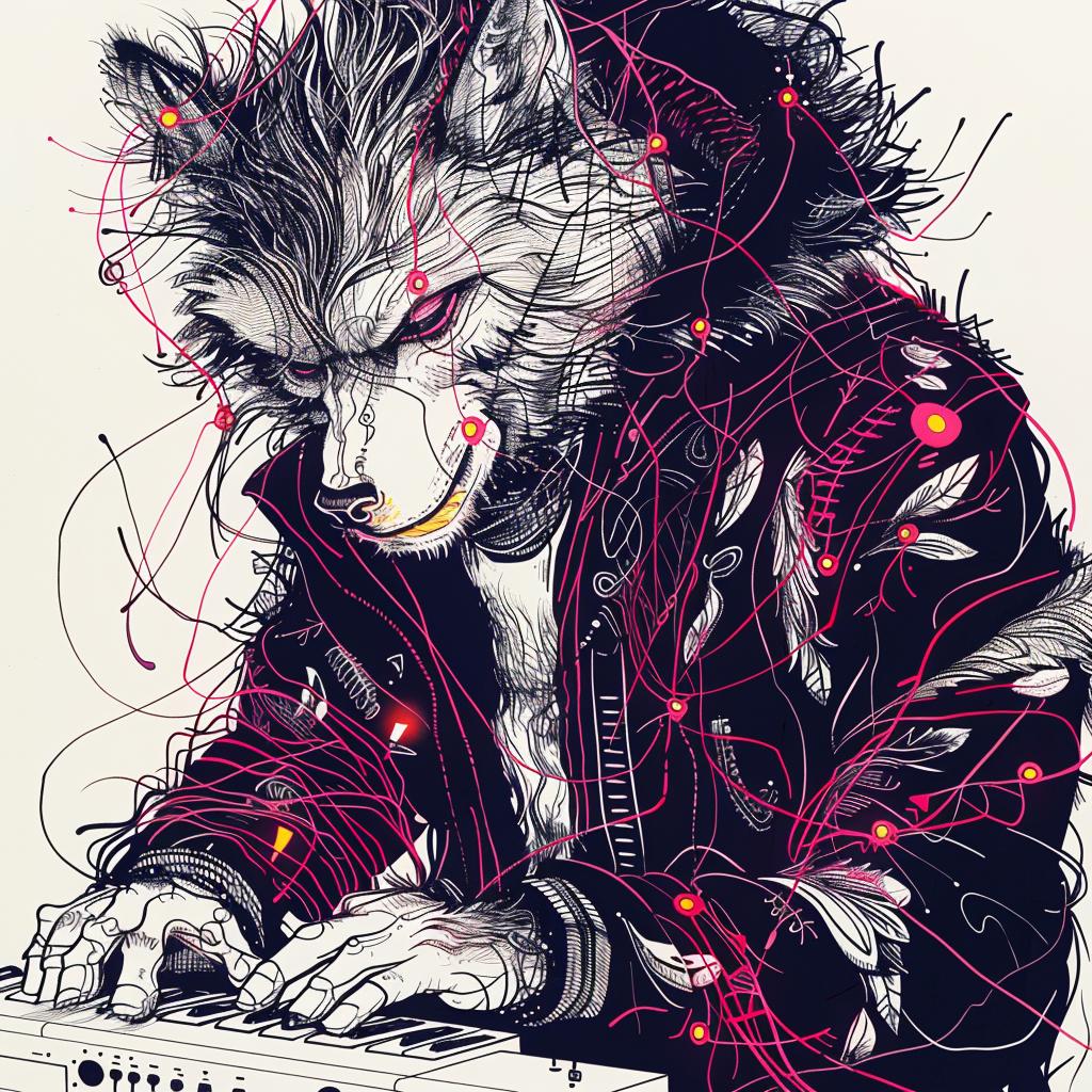 mythical  wolfman  synth  digital  art  imaginative  fantasy  synth  music  playful 951742