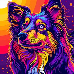 dog  colorful  sun  background  collie  portrait  vibrant  animal  art  illustration 1072004