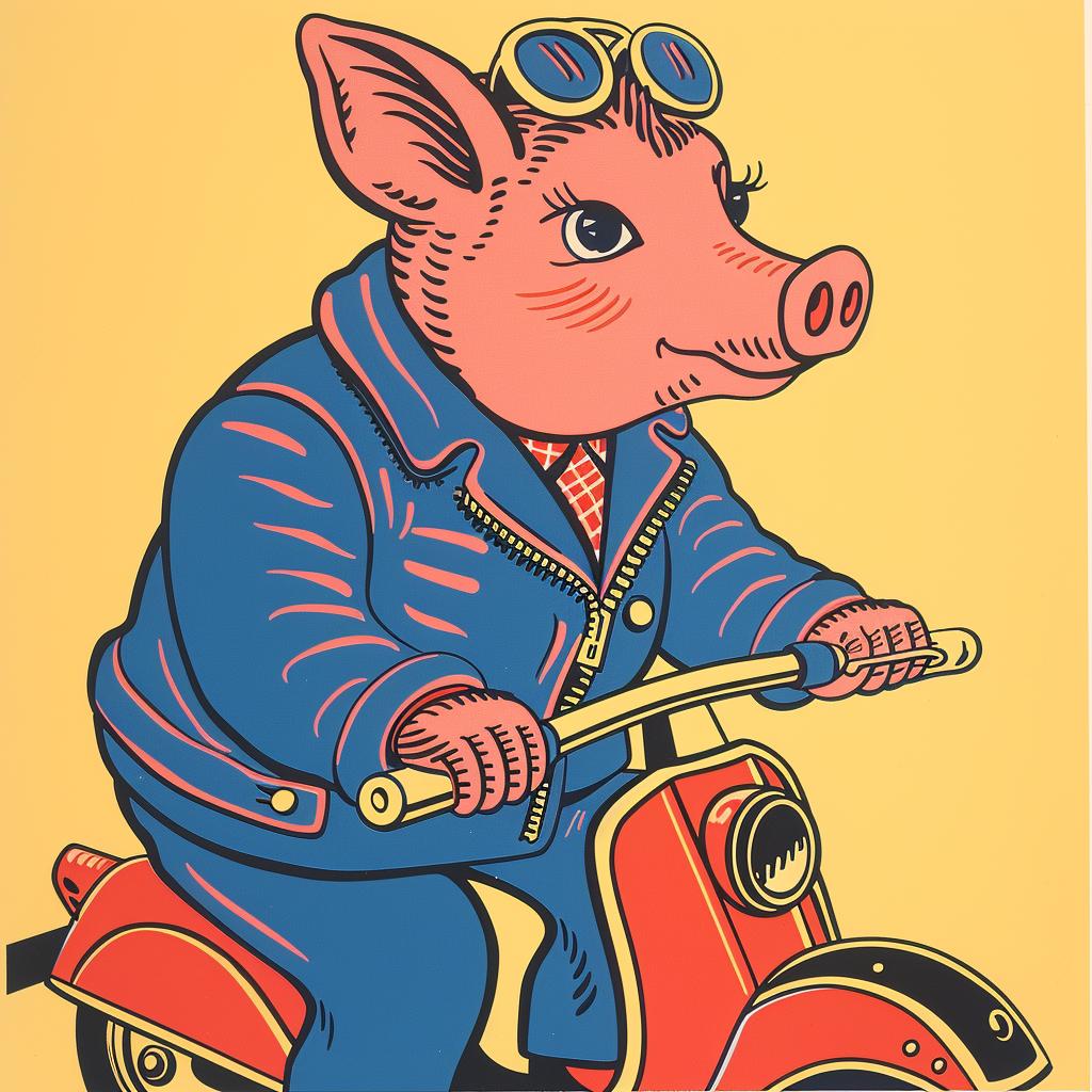 pig  scooter  jacket  surreal  lighting  glow  natural  volumetric  Art  design 962804