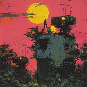 surreal  painting  city  sunset  Mitsumasa  Anno  symbolist  dreamlike  atmospheric  urban 1079589