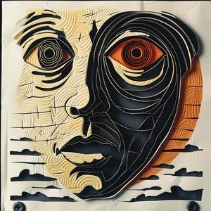 رسم وجه وعينين مقطوعين من الورق، رسم سول باس بيكاسو عام 1974، رقم 1067074