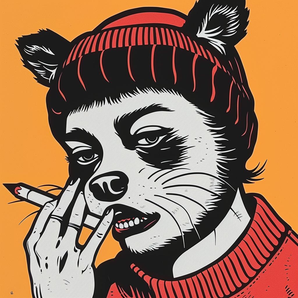 poster  cat  cigarette  smoking  whimsical  playful  illustration  colorful  character  cute 966946