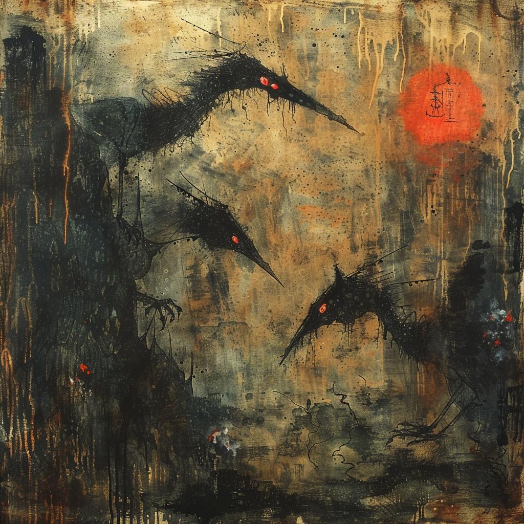 horror  occult  Japanese  concept  art  birds  hill  atmospheric  dark  mystical 1021793