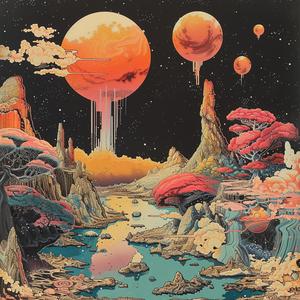 surreal  landscape  planets  mountains  red  imaginative  artwork  fantasy  colorful  symbolist 1078546