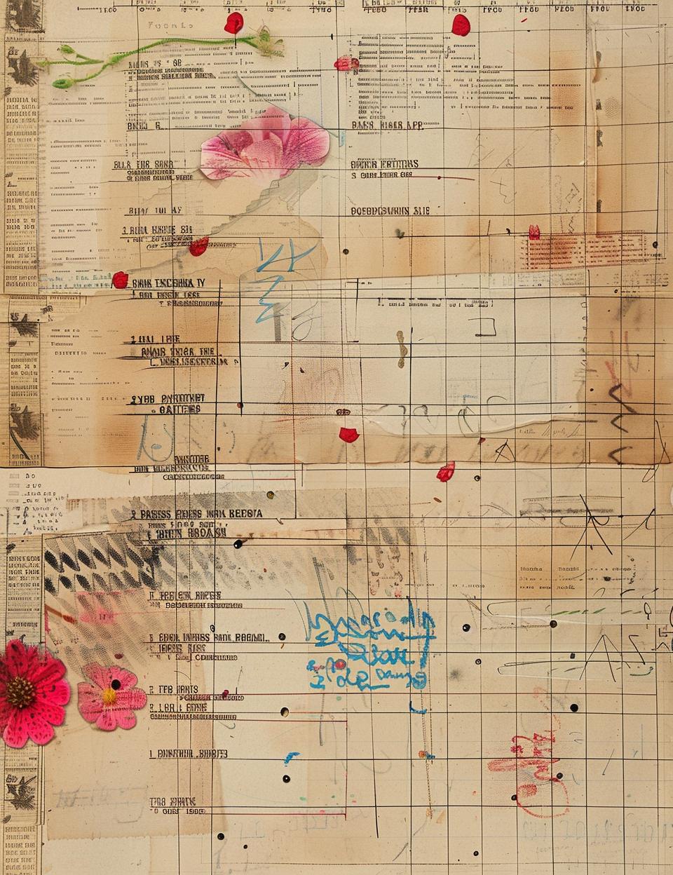 vintage  paper  flowers  drawing  faded  stained  patchwork  homemade  marginalia  botanical 928988