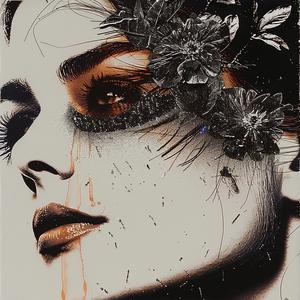 woman  flowers  face  glitter  drawing  artistic  black  white  portrait  creative 1060606
