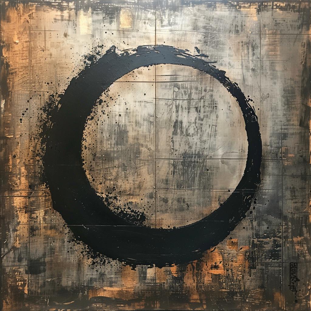 abstract  Japandi  circle  Wabi  Sabi  minimalist  modern  black  gold  negative 1028969