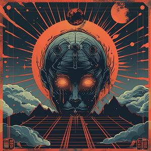 غلاف الألبوم synthwave بسيط داكن متماثل تصميم جريء ملون تجريدي 1038775