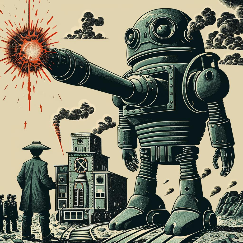 monster  robot  cyborg  flamethrower  flame  poster  character  action  futuristic  art 944157