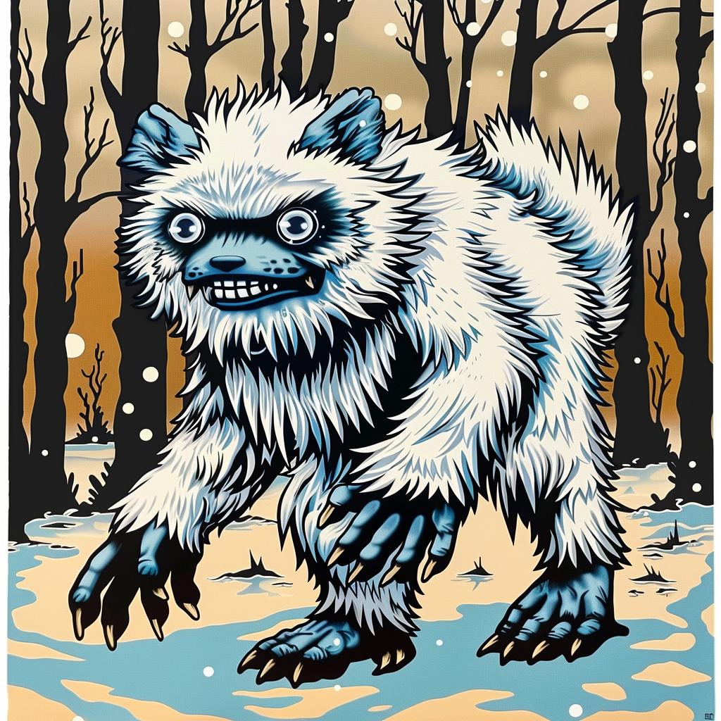 poster  creature  snow  furry  illustration  wildlife  nature  yeti  wolf  fantasy 1032833