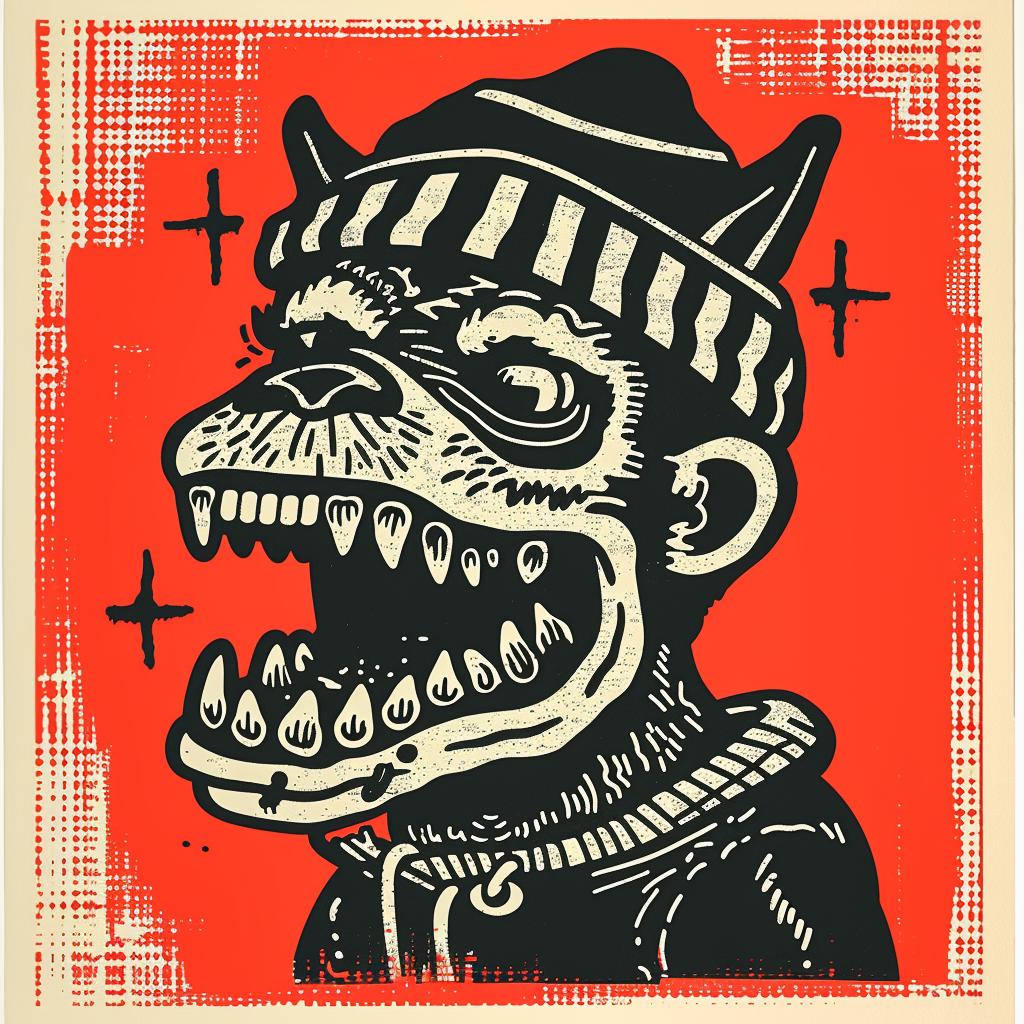 aggressive  anthropomorphic  animal  streetwise  culture  minimal  poster  monkey  hat  cap 957777