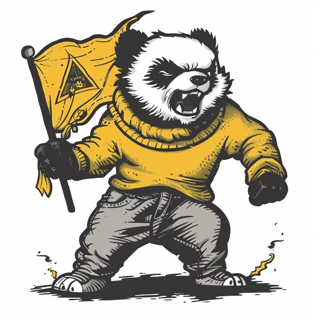 panda  flag  cartoon  pennant  college  mascot  illustration  angry  character  dynamic 922611