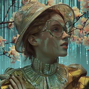 woman  hat  glasses  tree  outdoor  nature  stylish  chromolithography  contemporary  portrait 1040123