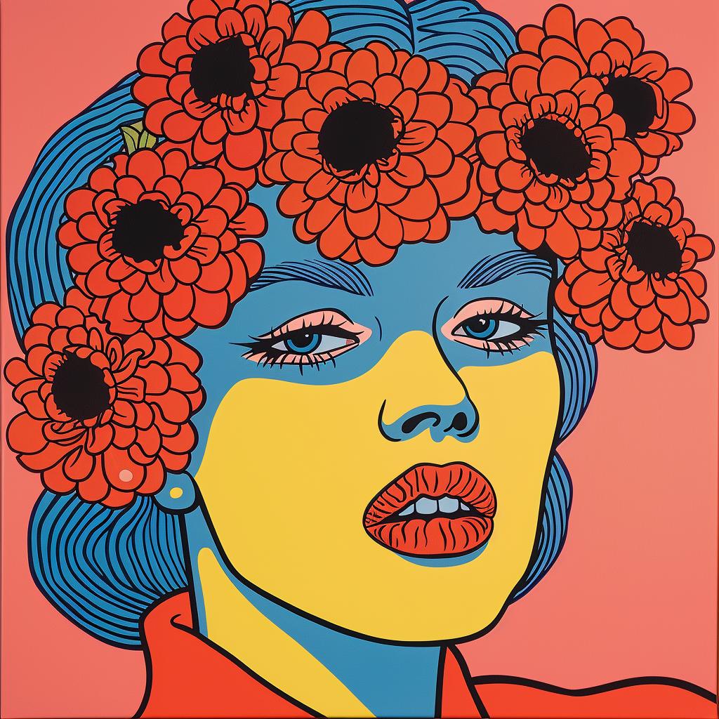 album  cover  pop  art  painting  woman  flowers  colorful  hair  creative 1024953