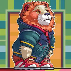 lion  kawaii  cartoon  streetwear  jacket  sneakers  character  white  background  design 1072059