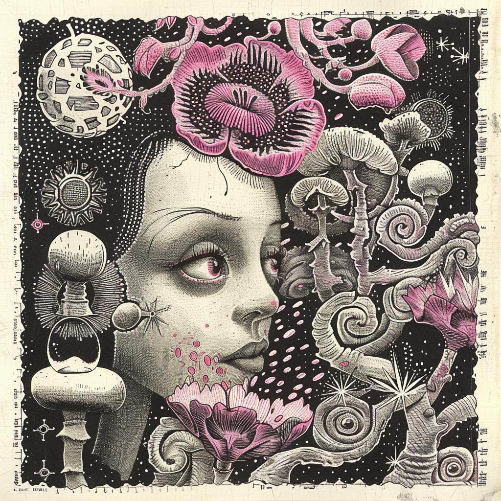 surreal  woman  flowers  hair  Ukiyo-e  creative  Japanese  artwork  detailed  intricate 916197