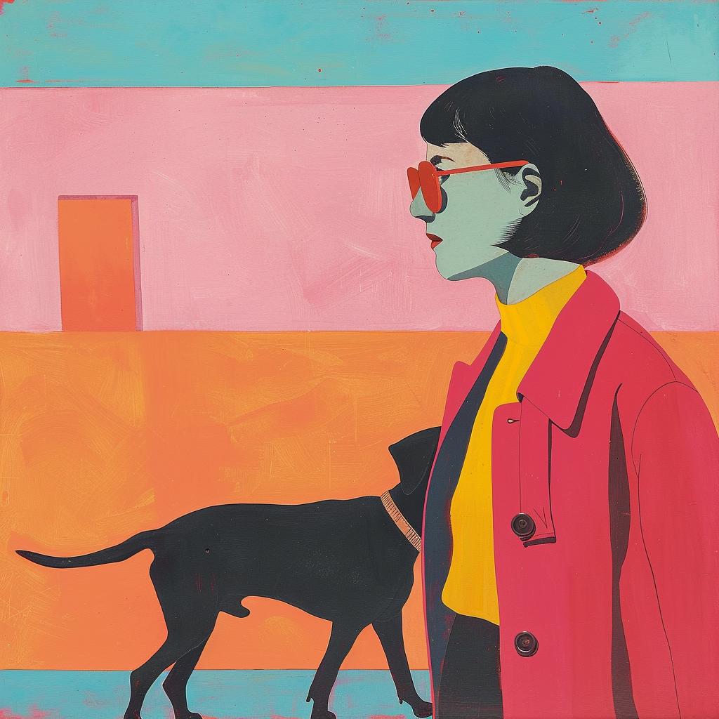 surreal  painting  woman  dog  affection  afternoon  colorful  imaginative  artistic  creative 1017618