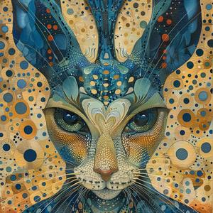 cat-rabbit  creature  portrait  vintage  comic  ArtNouveau  surreal  illustration  dots  headshot 1076959
