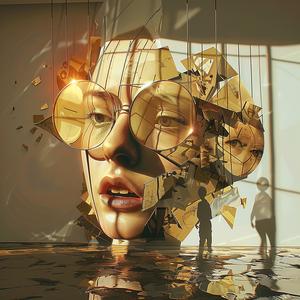 woman  glass  face  man  standing  art  contemporary  conceptual  visual  design 1074202