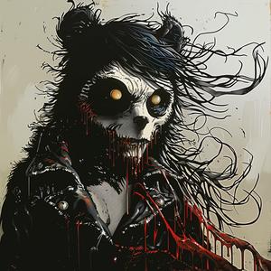 لوحة دموية لحيوان الباندا الزومبي، مخلوق سريالي دموي، رسم توضيحي مرح 1073383