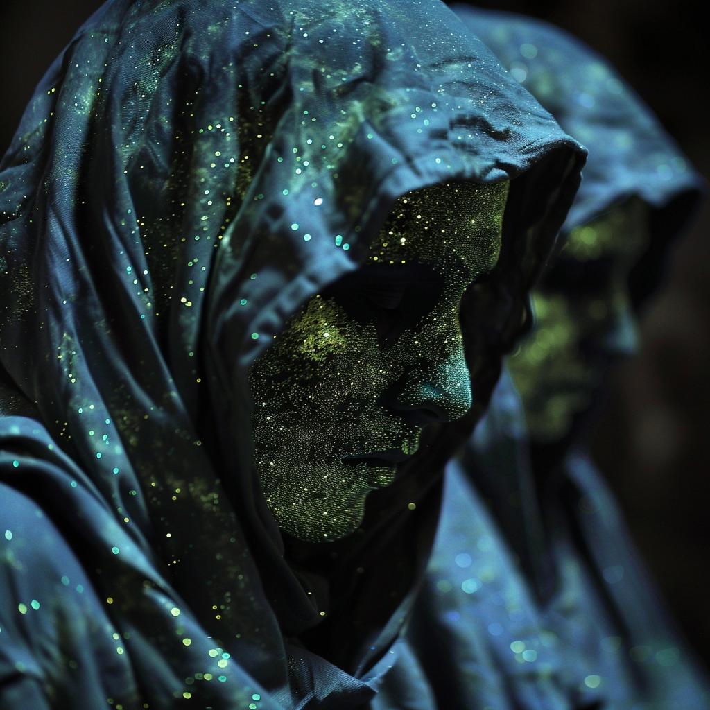 surreal  sci-fi  photo  dark  lighting  glow  women  paint  hooded  figures 965943