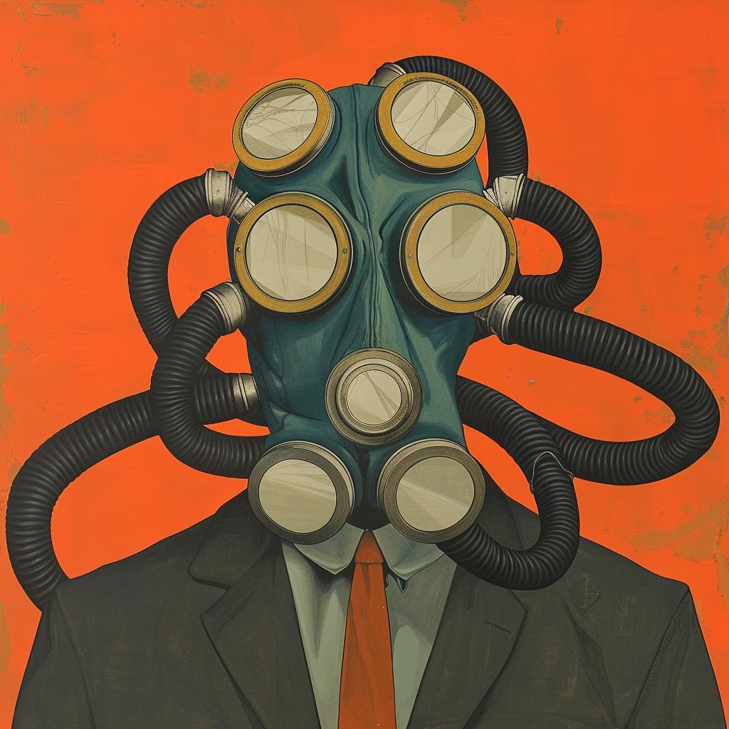 man  gasmask  painting  distorted  surreal  face  dark  humor  contemporary  expressionism 967434