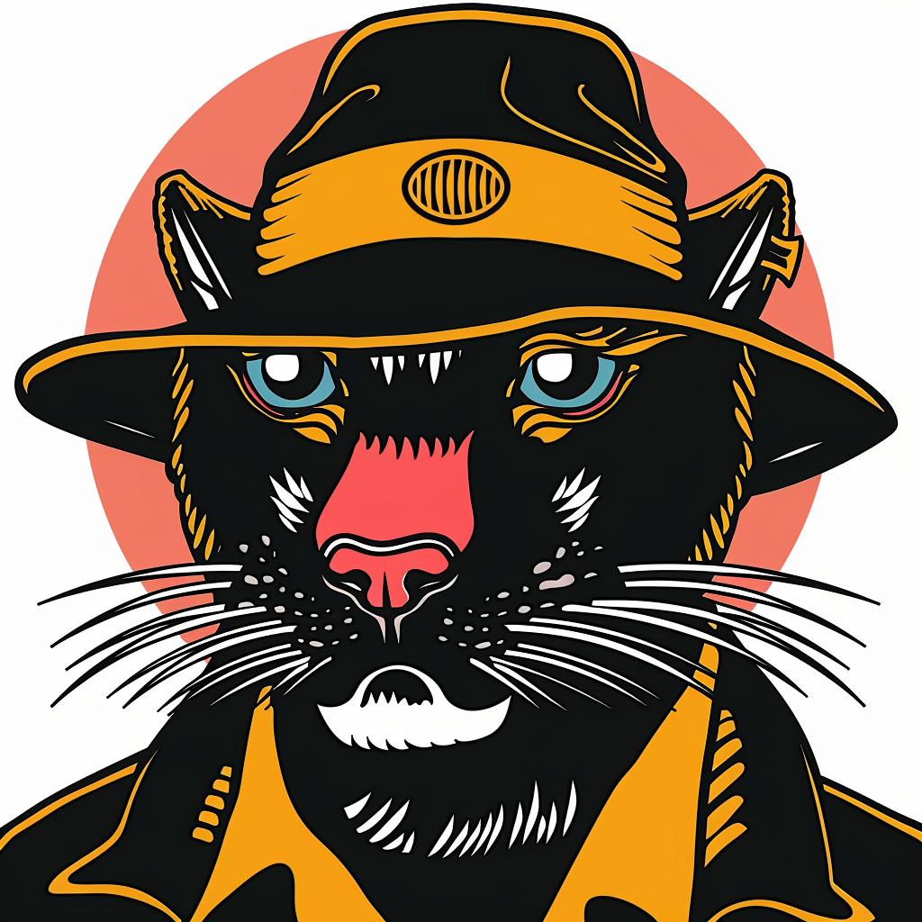 panther  hat  jacket  black  stylized  feline  fashion  playful  whimsical  character 940116