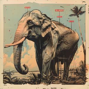elephant  large  head  chromolithography  painting  wildlife  art  animal  nature  portrait 1037860