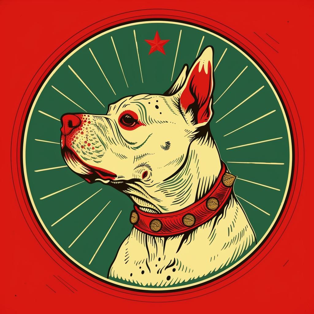 Bullterrier  dog  star  red  circle  graphic  design  fun  playful  colorful 940915