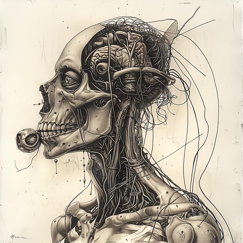 skeleton  drawing  wires  art  design  surreal  black  white  ink  illustration 1029221
