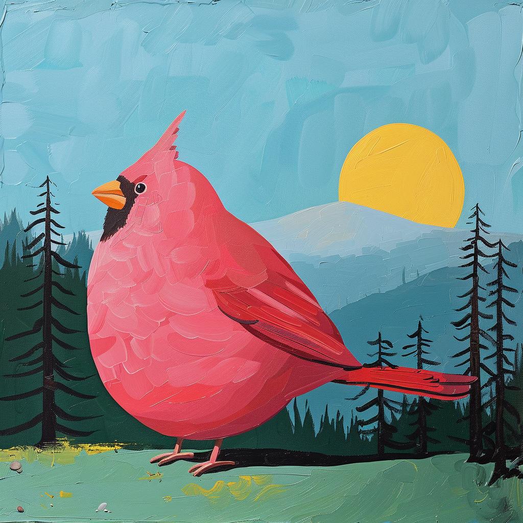 surreal  cardinal  bird  forest  painting  Joan  Cornella  album  cover  creativity 978432