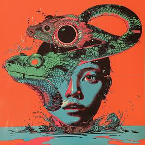 album  cover  woman  face  snake  poster  symbolist  surreal  colorful  art 1078006