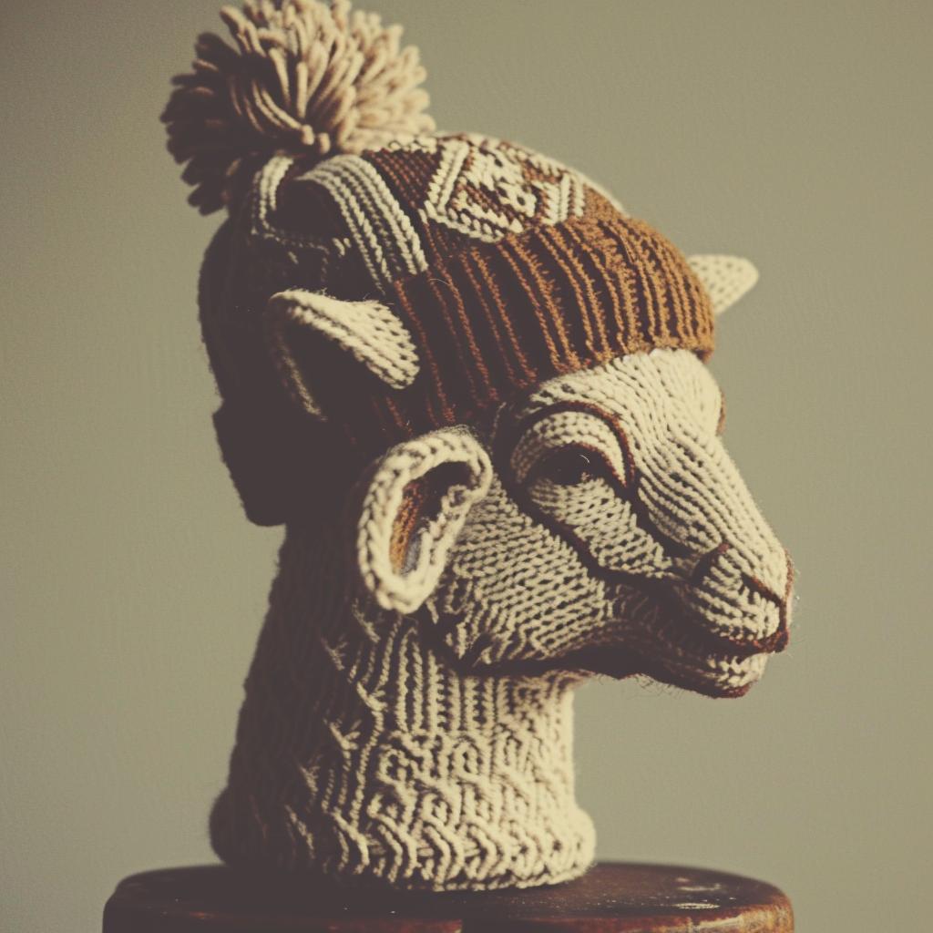 حامل خشبي على شكل رأس خروف محبوك بتصميم بسيط وبسيط، مصنوع يدويًا بشكل غريب 958808