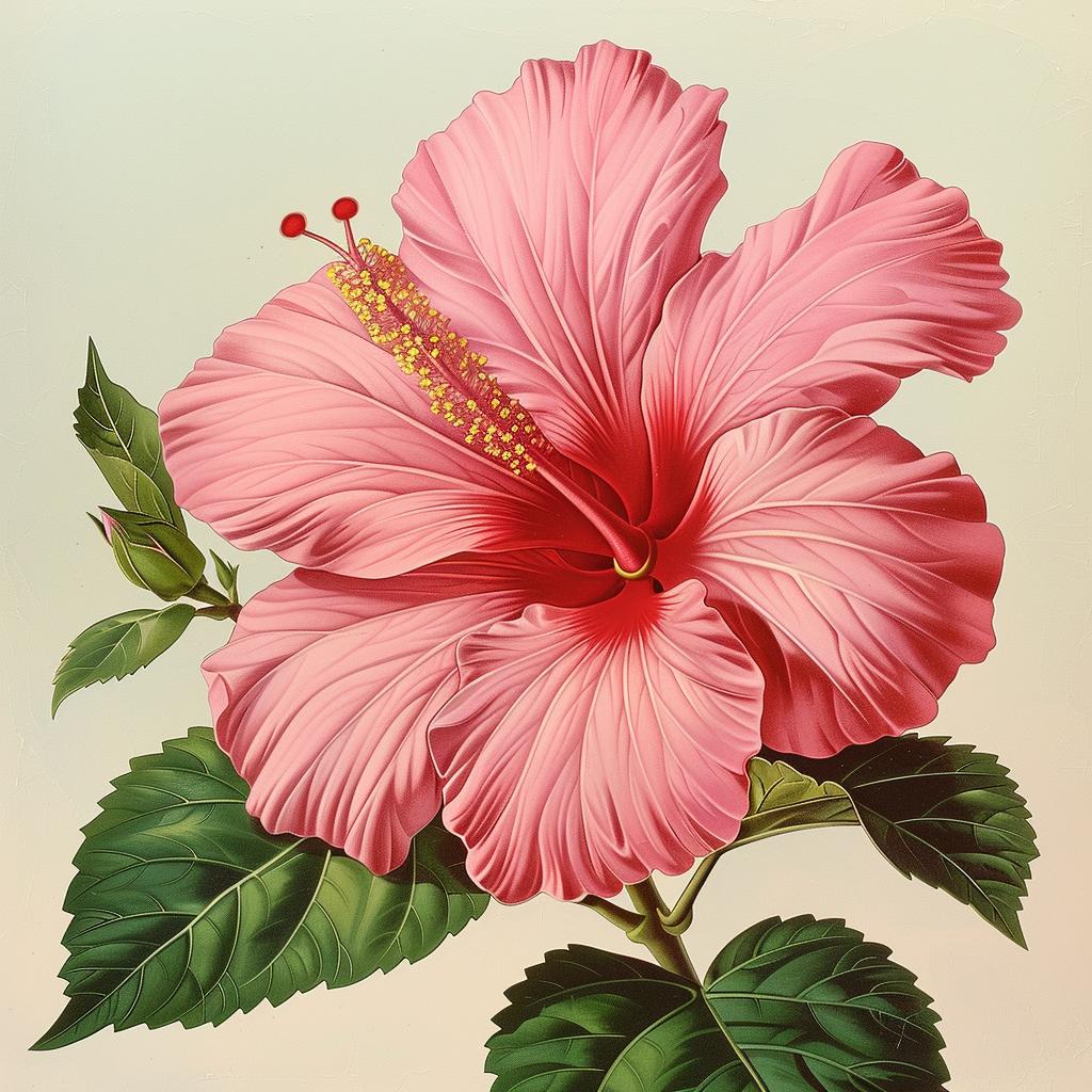 pink  hibiscus  flower  vibrant  nature  botanical  art  illustration  delicate  colorful 971863