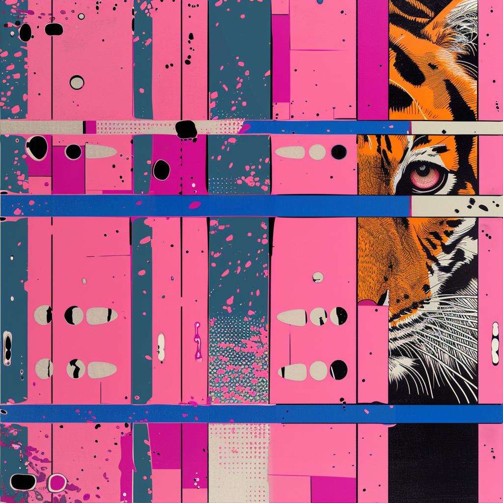 tiger  six  eyes  psychedelic  vibrant  illustration  crisp  neo-pop  vector  art 1020855