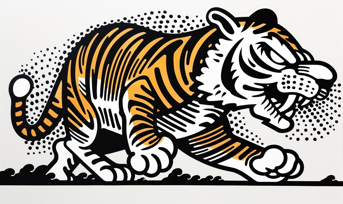 tiger  print  royalty  free  stylized  illustration  animal  dynamic  vibrant  artwork 1022093